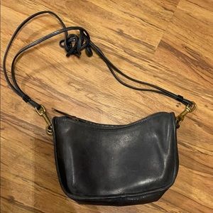 Vintage Black Leather Coach Crossbody Purse